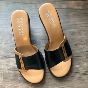 Franco Sarto Cork Wedge Slides Sandals Heels Shoes
